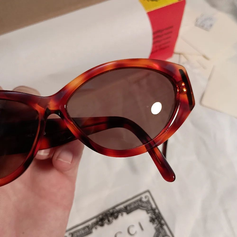 GUCCI GG Side Logo Tortoiseshell Pattern Sunglasses GG - Picture 9 of 10